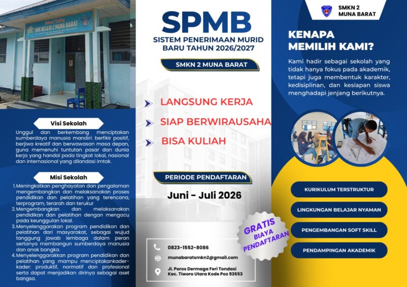 Brosur SPMB SMKN 2 Mubar, (Foto:Afrizal) 